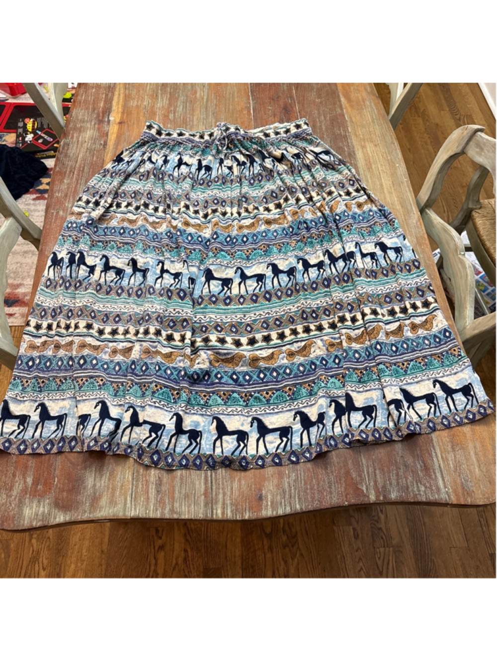 Phool Vintage Maxi Skirt One Size Horse Bird Star Print